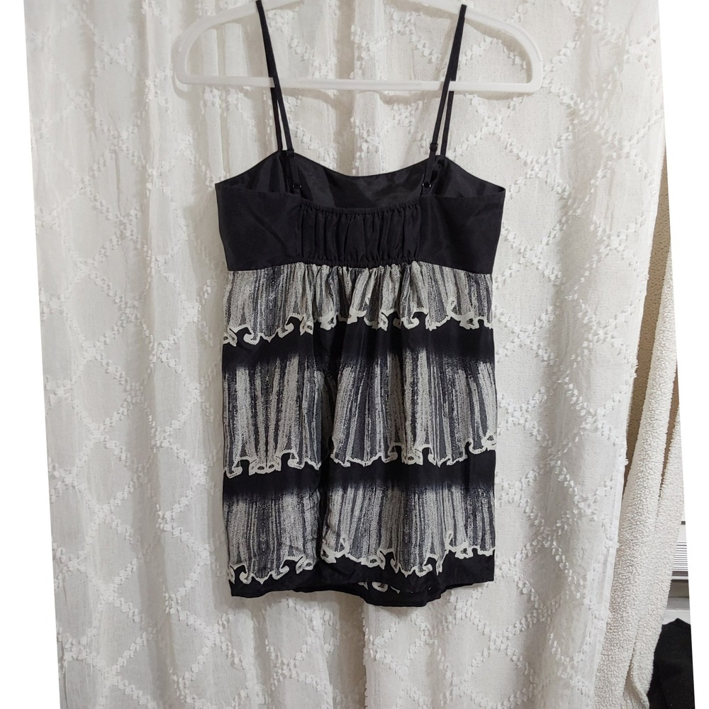 Cabi Womens Small Black White Silk Tiered Ruffle Camisole Tank Top 729